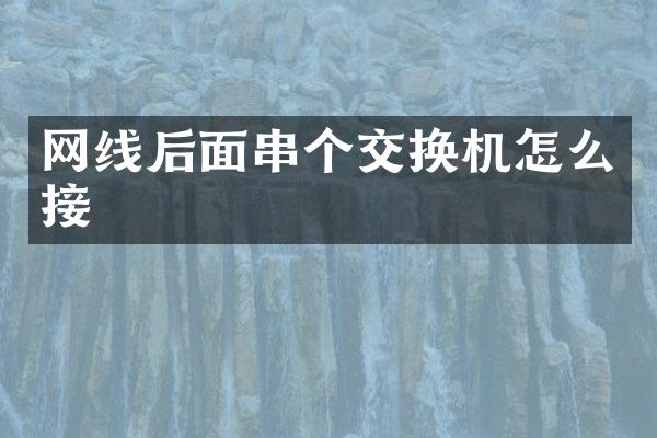 网线后面串个交换机怎么接