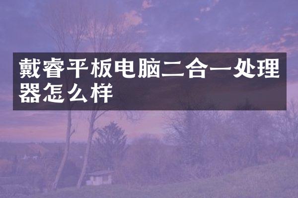 戴睿平板电脑二合一处理器怎么样