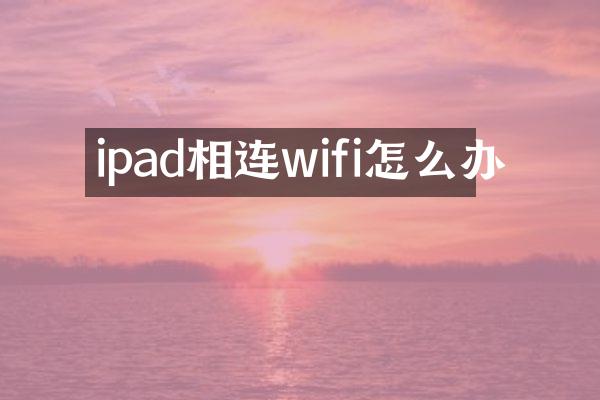 ipad相连wifi怎么办