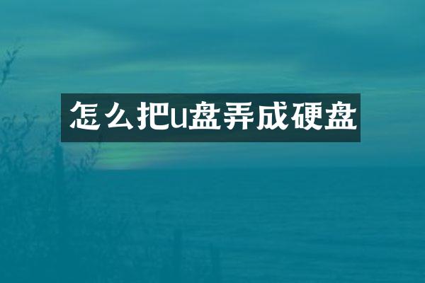怎么把u盘弄成硬盘