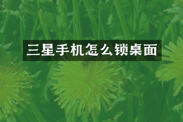 三星手机怎么锁桌面