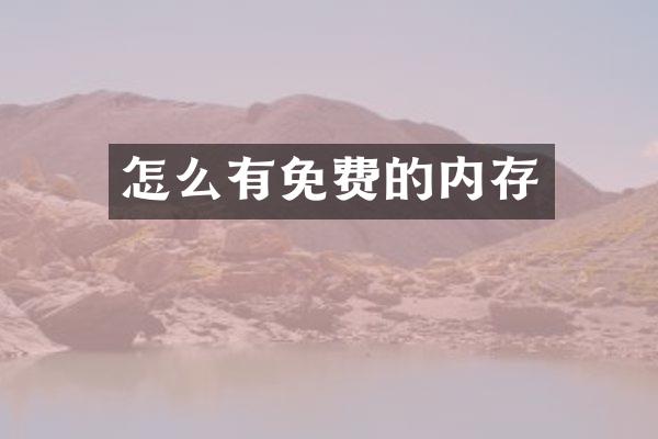 怎么有免费的内存