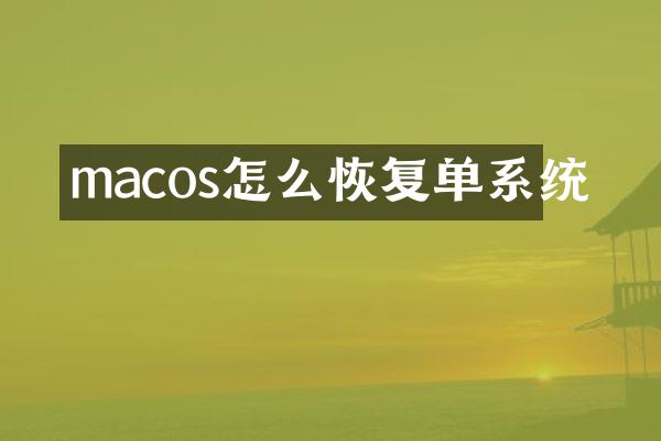 macos怎么恢复单系统