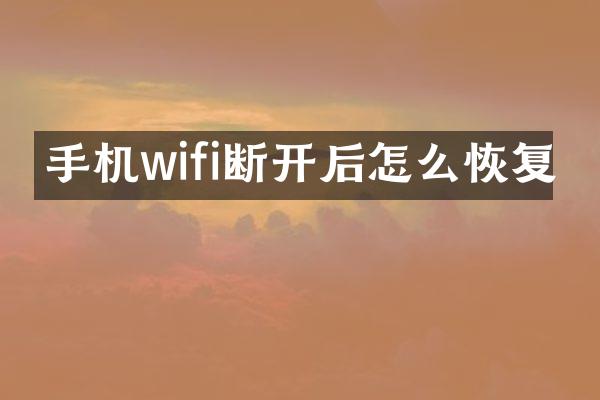 手机wifi断开后怎么恢复