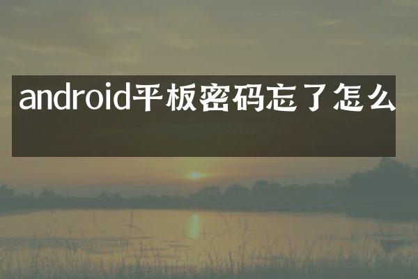android平板密码忘了怎么办