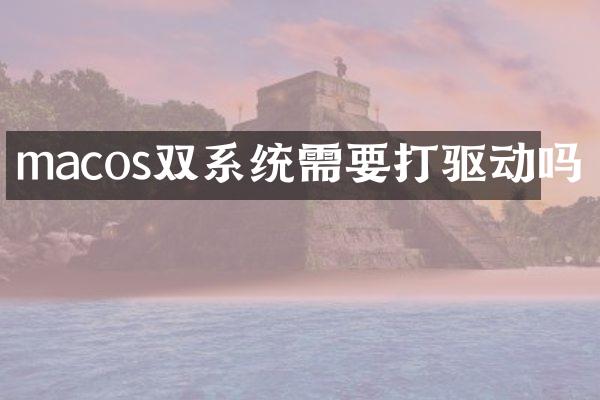 macos双系统需要打驱动吗