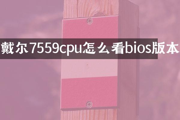 戴尔7559cpu怎么看bios版本