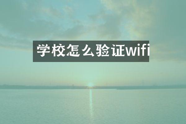 学校怎么验证wifi