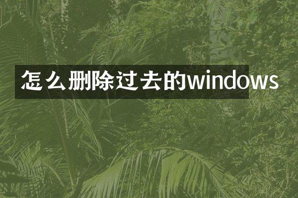 怎么删除过去的windows