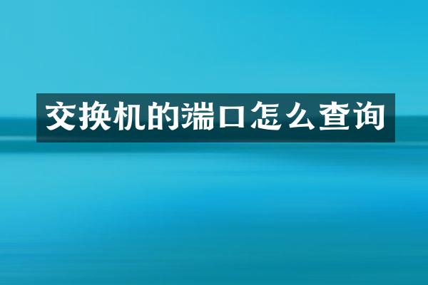 交换机的端口怎么查询