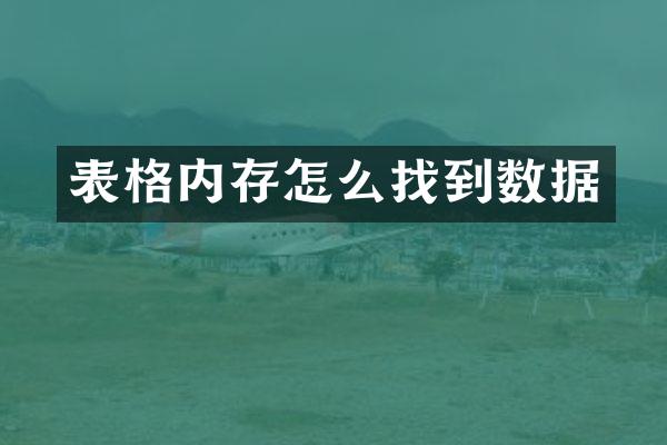 表格内存怎么找到数据