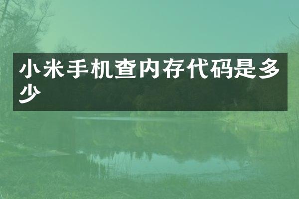 小米手机查内存代码是多少