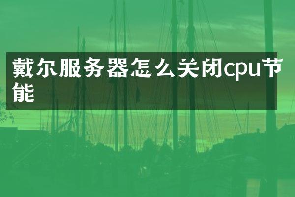 戴尔服务器怎么关闭cpu节能