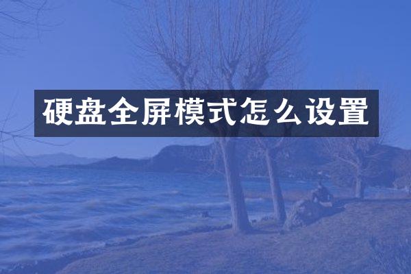 硬盘全屏模式怎么设置