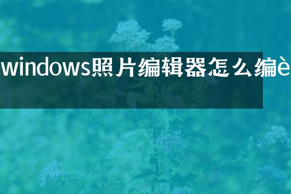 windows照片编辑器怎么编辑