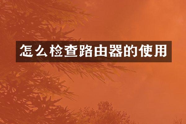 怎么检查路由器的使用