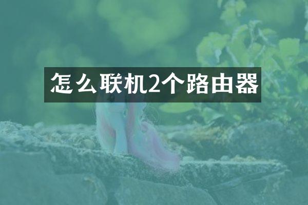 怎么联机2个路由器