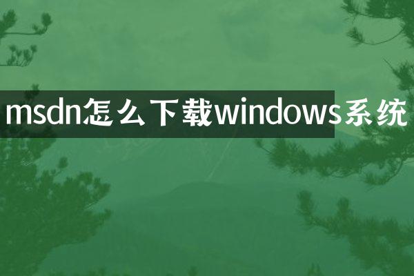msdn怎么下载windows系统