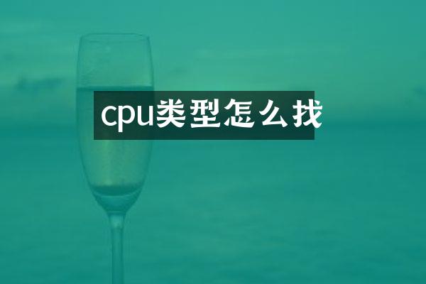 cpu类型怎么找
