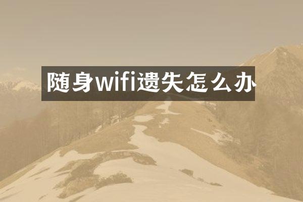 随身wifi遗失怎么办