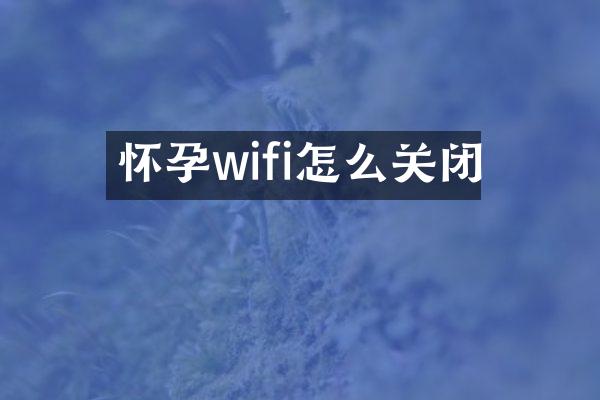 怀孕wifi怎么关闭