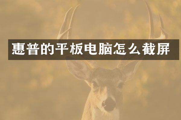 惠普的平板电脑怎么截屏