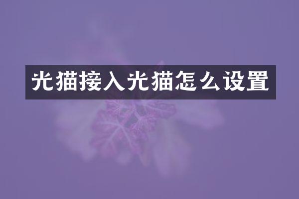 光猫接入光猫怎么设置