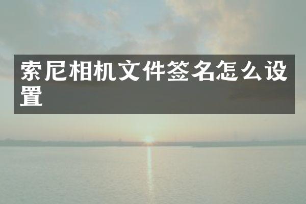 索尼相机文件签名怎么设置