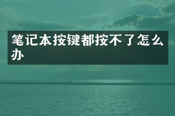笔记本按键都按不了怎么办