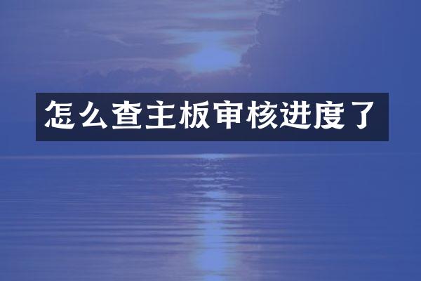 怎么查主板审核进度了