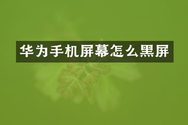 华为手机屏幕怎么黑屏