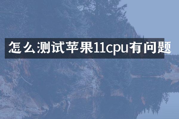 怎么测试苹果11cpu有问题