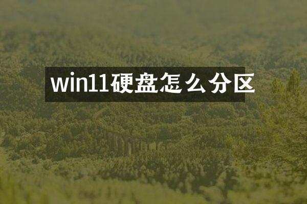 win11硬盘怎么分区