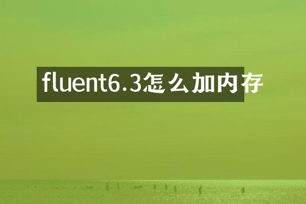 fluent6.3怎么加内存