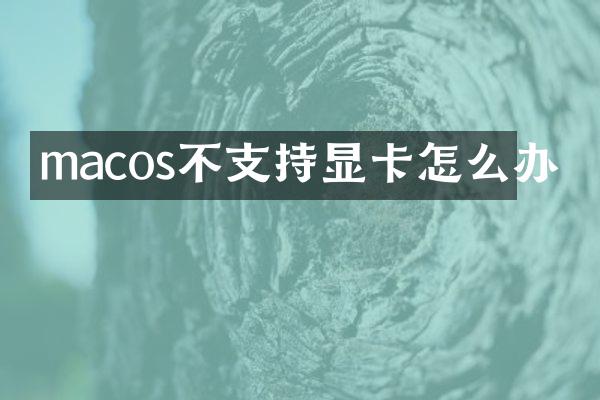 macos不支持显卡怎么办