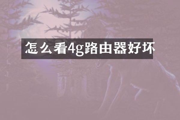 怎么看4g路由器好坏