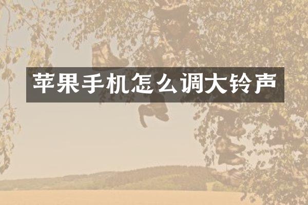 苹果手机怎么调大铃声