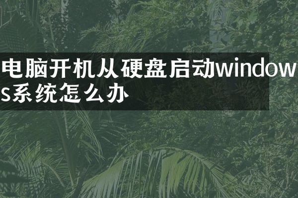 电脑开机从硬盘启动windows系统怎么办
