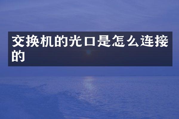 交换机的光口是怎么连接的
