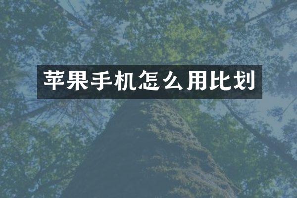 苹果手机怎么用比划