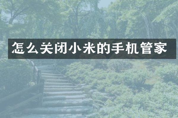 怎么关闭小米的手机管家