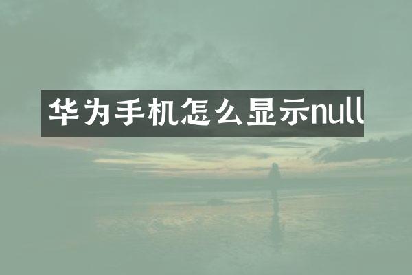 华为手机怎么显示null