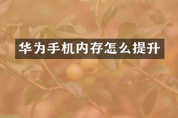 华为手机内存怎么提升
