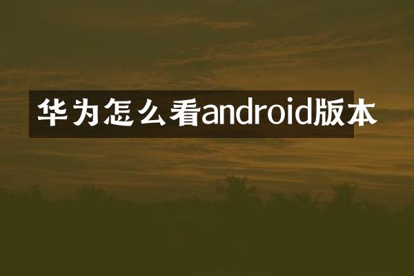 华为怎么看android版本