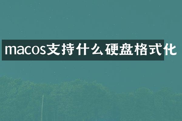macos支持什么硬盘格式化