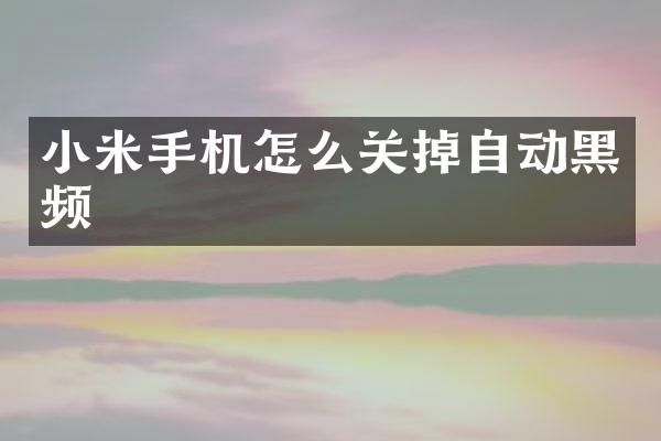 小米手机怎么关掉自动黑频