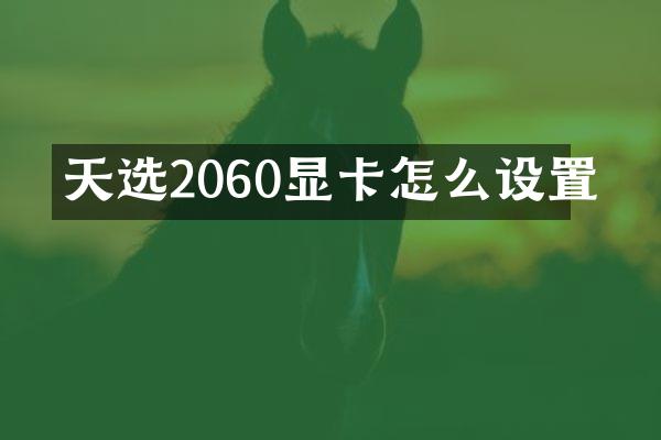 天选2060显卡怎么设置