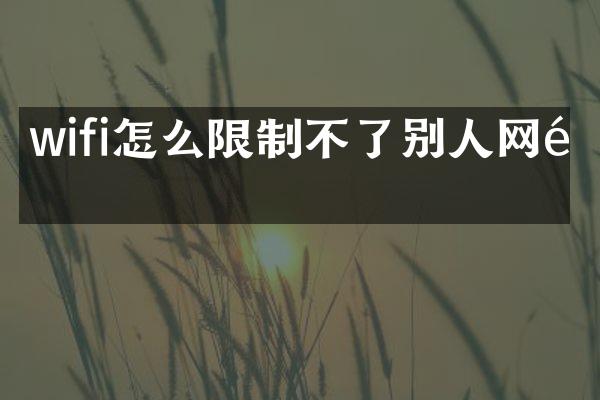 wifi怎么限制不了别人网速