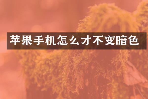 苹果手机怎么才不变暗色