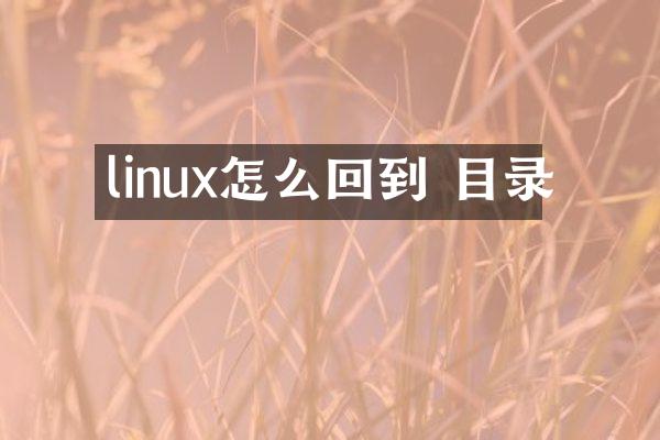 linux怎么回到 目录